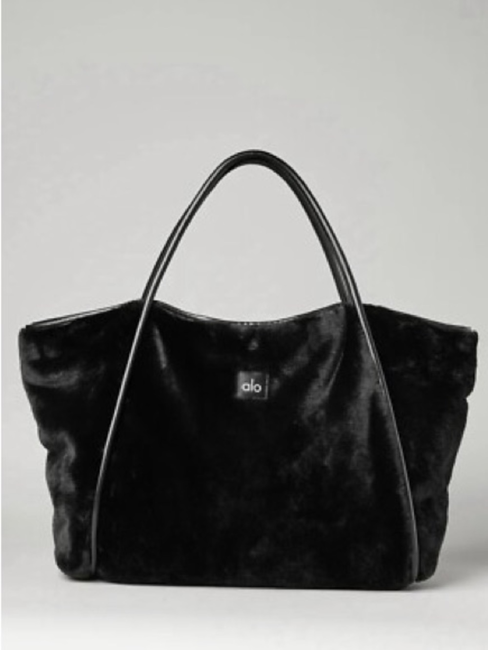ALO Yoga Black faux fur  Tote with Double Handles